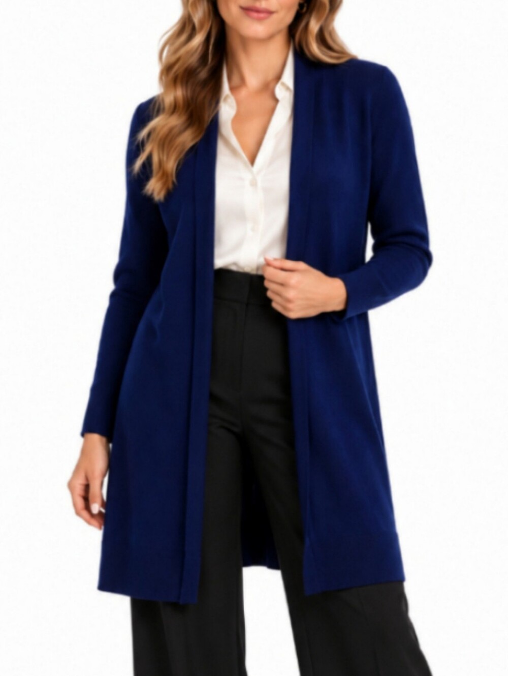 Eileen Fisher Merino Wool Open Front Duster Cardigan Sweater XS Purple Lagenlook